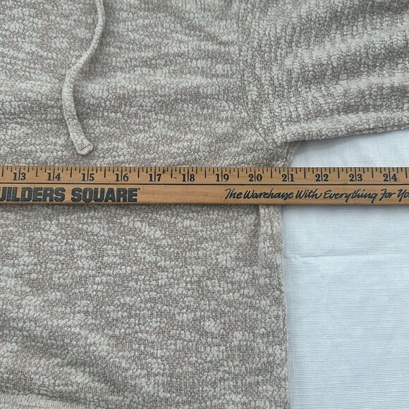 Prana Top W Medium Tan White Pullover Drawstring Cowl Neck Sweatshirt Lightweigt - Picture 9 of 9